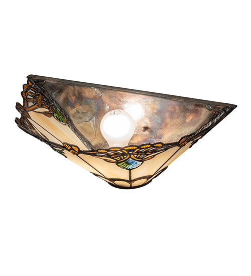 Meyda Lighting Shell with Jewels 16" Wall Sconce With Multi-Clored Shade Glass