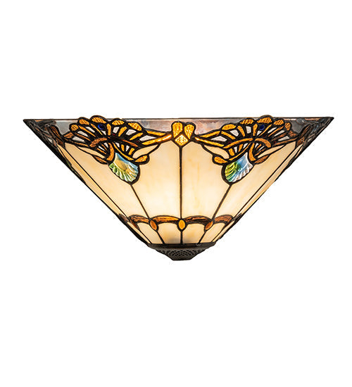 Meyda Lighting Shell with Jewels 16" Wall Sconce With Multi-Clored Shade Glass