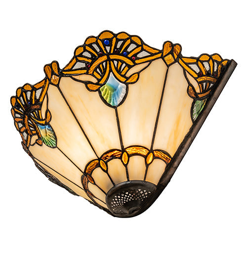 Meyda Lighting Shell with Jewels 16" Wall Sconce With Multi-Clored Shade Glass