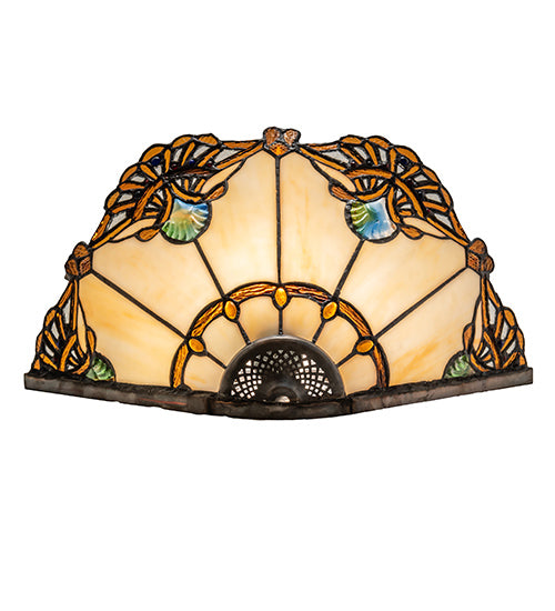 Meyda Lighting Shell with Jewels 16" Wall Sconce With Multi-Clored Shade Glass