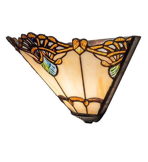 Meyda Lighting Shell with Jewels 16" Wall Sconce With Multi-Clored Shade Glass