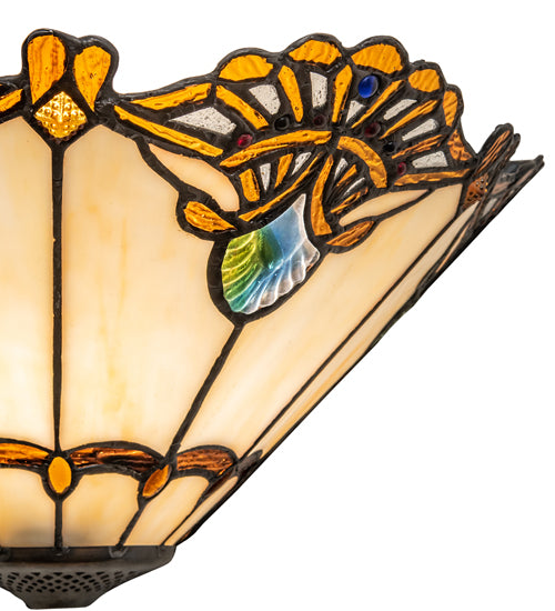 Meyda Lighting Shell with Jewels 16" Wall Sconce With Multi-Clored Shade Glass