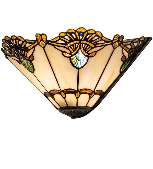 Meyda Lighting Shell with Jewels 16" Wall Sconce With Multi-Clored Shade Glass