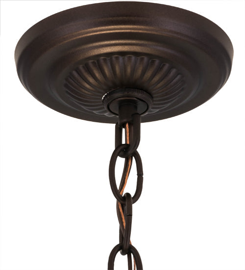 Meyda Lighting Shell with Jewels 20" 3-Light Mahogany Bronze Inverted Pendant Light With Multi-Colored Shade Glass