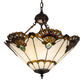 Meyda Lighting Shell with Jewels 20" 3-Light Mahogany Bronze Inverted Pendant Light With Multi-Colored Shade Glass