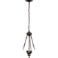 Meyda Lighting Shell with Jewels 20" 3-Light Mahogany Bronze Inverted Pendant Light With Multi-Colored Shade Glass