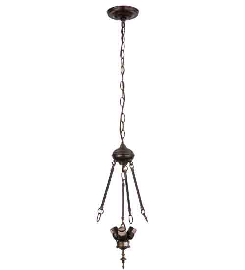 Meyda Lighting Shell with Jewels 20" 3-Light Mahogany Bronze Inverted Pendant Light With Multi-Colored Shade Glass