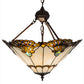 Meyda Lighting Shell with Jewels 20" 3-Light Mahogany Bronze Inverted Pendant Light With Multi-Colored Shade Glass