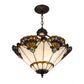 Meyda Lighting Shell with Jewels 20" 3-Light Mahogany Bronze Inverted Pendant Light With Multi-Colored Shade Glass