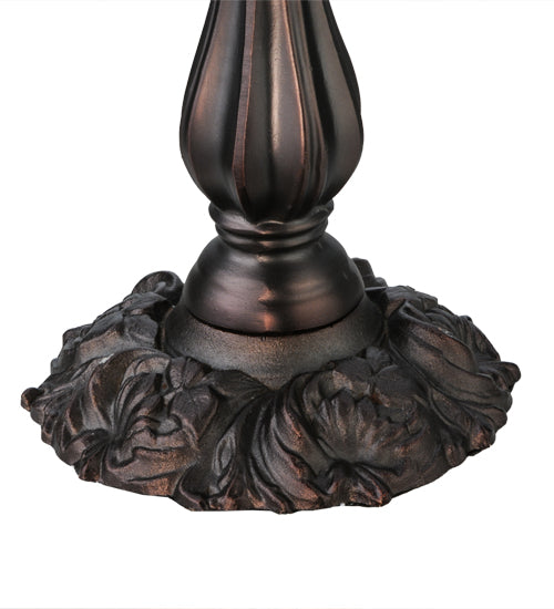 Meyda Lighting Shell with Jewels 21" 2-Light Mahogany Bronze Table Lamp With Multi-Colored Shade Glass