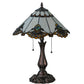 Meyda Lighting Shell with Jewels 21" 2-Light Mahogany Bronze Table Lamp With Multi-Colored Shade Glass