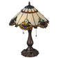 Meyda Lighting Shell with Jewels 21" 2-Light Mahogany Bronze Table Lamp With Multi-Colored Shade Glass