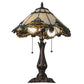Meyda Lighting Shell with Jewels 21" 2-Light Mahogany Bronze Table Lamp With Multi-Colored Shade Glass