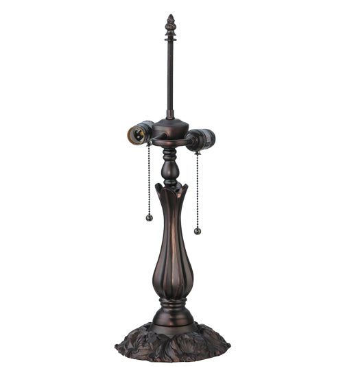 Meyda Lighting Shell with Jewels 21" 2-Light Mahogany Bronze Table Lamp With Multi-Colored Shade Glass