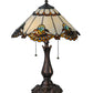 Meyda Lighting Shell with Jewels 21" 2-Light Mahogany Bronze Table Lamp With Multi-Colored Shade Glass