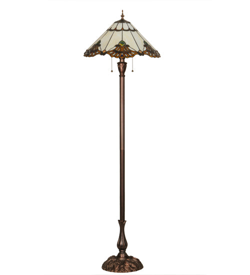 Meyda Lighting Shell with Jewels 63" 2-Light Mahogany Bronze Floor Lamp With Multi-Colored Shade Glass