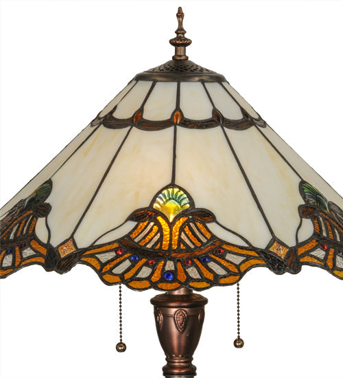 Meyda Lighting Shell with Jewels 63" 2-Light Mahogany Bronze Floor Lamp With Multi-Colored Shade Glass