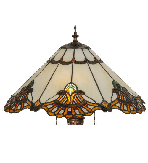 Meyda Lighting Shell with Jewels 63" 2-Light Mahogany Bronze Floor Lamp With Multi-Colored Shade Glass