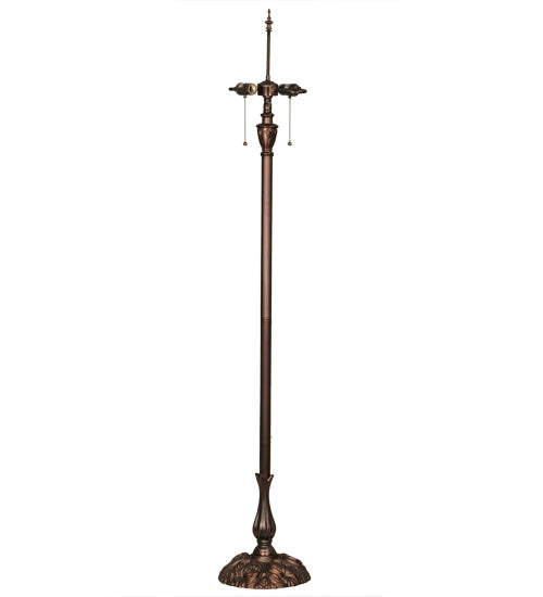 Meyda Lighting Shell with Jewels 63" 2-Light Mahogany Bronze Floor Lamp With Multi-Colored Shade Glass