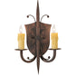 Meyda Lighting Shield 11" 2-Light Cimarron Bronze Wall Sconce With Ivory Faux Candlelight