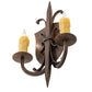 Meyda Lighting Shield 11" 2-Light Cimarron Bronze Wall Sconce With Ivory Faux Candlelight