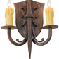 Meyda Lighting Shield 11" 2-Light Cimarron Bronze Wall Sconce With Ivory Faux Candlelight