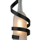 Meyda Lighting Shirley 7" Textured Black Pendant Light With Frosted Clear Wine Bottle Shade Glass