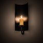 Meyda Lighting Shoreham 7" Black Satin Wrought Iron Wall Sconce With Ivory Faux Candlelight