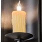 Meyda Lighting Shoreham 7" Black Satin Wrought Iron Wall Sconce With Ivory Faux Candlelight