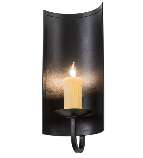 Meyda Lighting Shoreham 7" Black Satin Wrought Iron Wall Sconce With Ivory Faux Candlelight