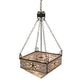 Meyda Lighting Shu 29" 4-Light Satin Brass Pendant Light With Beige & White Shade Glass