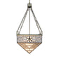 Meyda Lighting Shu 29" 4-Light Satin Brass Pendant Light With Beige & White Shade Glass