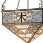 Meyda Lighting Shu 29" 4-Light Satin Brass Pendant Light With Beige & White Shade Glass