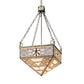 Meyda Lighting Shu 29" 4-Light Satin Brass Pendant Light With Beige & White Shade Glass