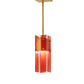 Meyda Lighting Shutter 7" Gold Nickel Mini Pendant Light With Red Sparkle Shade Glass