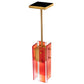 Meyda Lighting Shutter 7" Gold Nickel Mini Pendant Light With Red Sparkle Shade Glass