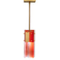 Meyda Lighting Shutter 7" Gold Nickel Mini Pendant Light With Red Sparkle Shade Glass