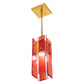 Meyda Lighting Shutter 7" Gold Nickel Mini Pendant Light With Red Sparkle Shade Glass