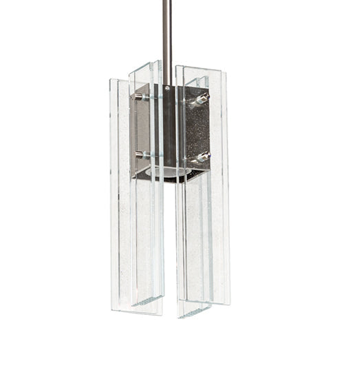 Meyda Lighting Shutter 7" Nickel Mini Pendant Light With Clear Sparkle Shade Glass