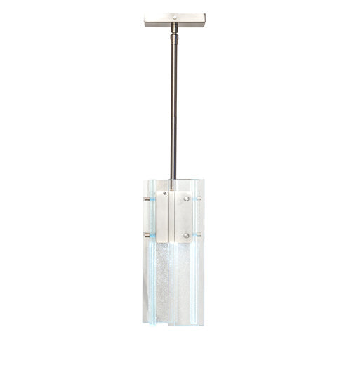 Meyda Lighting Shutter 7" Nickel Mini Pendant Light With Clear Sparkle Shade Glass