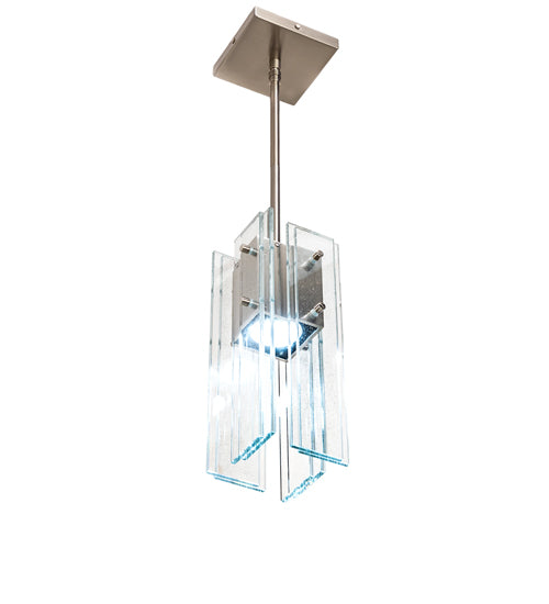 Meyda Lighting Shutter 7" Nickel Mini Pendant Light With Clear Sparkle Shade Glass