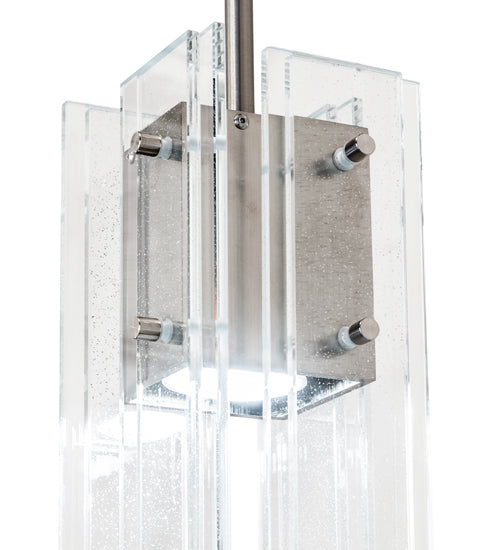 Meyda Lighting Shutter 7" Nickel Mini Pendant Light With Clear Sparkle Shade Glass