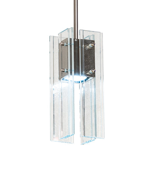 Meyda Lighting Shutter 7" Nickel Mini Pendant Light With Clear Sparkle Shade Glass