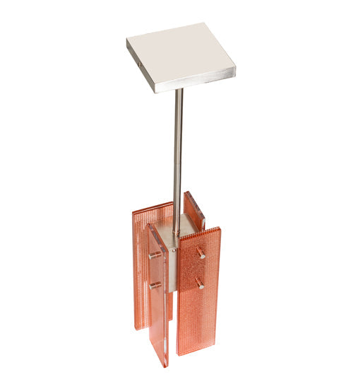 Meyda Lighting Shutter 7" Nickel Mini Pendant Light With Red Sparkle Shade Glass