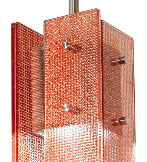 Meyda Lighting Shutter 7" Nickel Mini Pendant Light With Red Sparkle Shade Glass