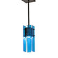 Meyda Lighting Shutter 7" Nickel Mini Pendant Light With Sparkle Blue Shade Glass