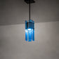 Meyda Lighting Shutter 7" Nickel Mini Pendant Light With Sparkle Blue Shade Glass