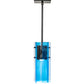 Meyda Lighting Shutter 7" Nickel Mini Pendant Light With Sparkle Blue Shade Glass