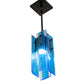 Meyda Lighting Shutter 7" Nickel Mini Pendant Light With Sparkle Blue Shade Glass