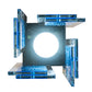 Meyda Lighting Shutter 7" Nickel Mini Pendant Light With Sparkle Blue Shade Glass